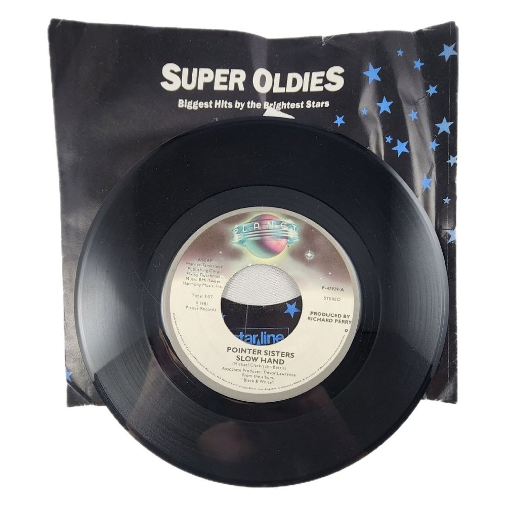 Vintage Pointer Sisters Record 45 RPM Vinyl Slow Hand Holdin Out For Love Single